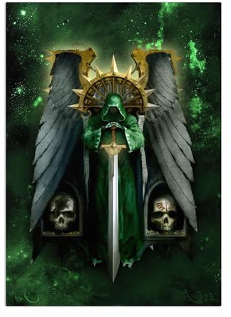 Displate Offiziell Warhammer MetallPoster Magnetische Befestigung Inklusive Lizenziert Bilder Hochwertiges Poster Warhammer 40,000 Emblems - Dark Angels 1 45 cm x 32 cm