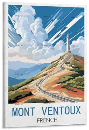 GuYaNa Mont Ventoux Französischer Vintage-Reiseposter, 20 x 30 cm, Leinwand-Kunstdruck, Gemälde für Wanddekoration, Wohnzimmer, Schlafzimmer