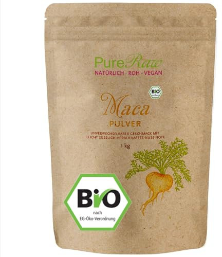 Maca-Pulver Bio Gelb Schwarz Rot-Lila Mix (Roh Vegan) Macawurzel 100% Rein Ohne Zusätze - Superfood für Power Smoothies - Organic Raw Maca Root Powder Mix Yellow Black Red Purple | PureRaw 1kg