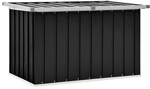 prissent Gartenbox Anthrazit 109x67x65 cm Gartenbox Metall Auflagenbox Metall Storage Boxes Sitztruhe mit Stauraum Gartenmöbel Metall Aufbewahrungsbox aus Stahl Gartenbank Metall Gartenbox Groß