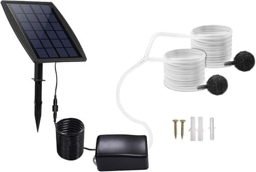 Bomba de oxígeno solar, 2,5 W, 6 V, aireador solar para estanque, 3 modos de trabajo, bomba de oxígeno solar con batería de 2200 mAh, silenciosa y ajustable, bomba de aire para acuario, bomba de