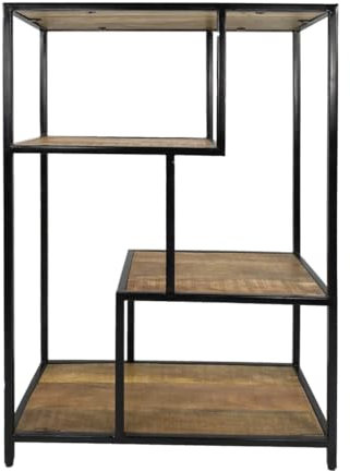 Amago home Stand Regal Bücher Regal Raumteiler Bücherbord 75 x 115 x 36 cm Metall Holzböden massiv