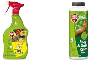 Provanto Ultimate Fruit and Vegetable Bug Killer, 1L - Fast Acting Bug Spray - 2 Weeks Protection & PROTECT GARDEN Slug & Snail Killer Max, 800G - Powerful Slug Killer Pellets