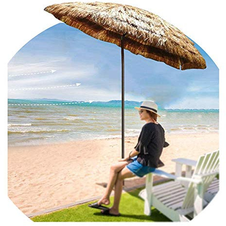 ASumPio Strohschirm, Stroh-Terrassenschirm, Tropischer Hawaii-Schirm, Pool-Terrassen-Strandschirm