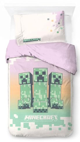Jay Franco Minecraft Desert Creeper 100% Baumwolle Bettwäsche Set Bettbezug Set für eine Person - Inklusive 50 x 70cm Kopfkissenbezug
