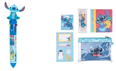 Grupo Erik: Set Cancelleria Stitch | Kit di Cancelleria + Penna Disney Stitch | 3 Quaderni A6, 4 Evidenziatori, Clips, Note adesive e Astuccio Stitch, Stitch Scuola, Licenza Ufficiale