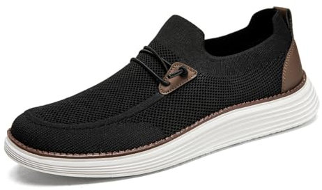VGPSFN Herren Mokassins Flache Slipper Slip on Loafer Slipper Bootsschuhe Walkingschuhe Anzugschuhe Bequem Atmungsaktive Leichtgewichts Fitness Turnschuhe Schwarz EU 44