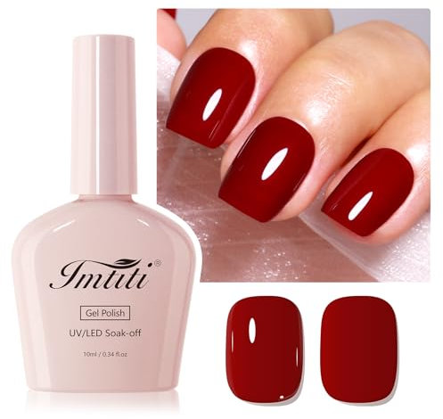 Imtiti Ruby Red Gel Nail Polish, 1Pcs Wine Red Gel Polish Soak Off UV LED Gel Polish, Long Lasting, Nail Art Manicure Salon DIY at Home for Autumn and Winter (0.34 Fl Oz)