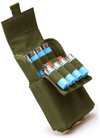 25 Schuss Schrotflinte Patronenetui,Schrotflinte Patronentasche,Taktische Patronenhalter für Schrotflinten,Patronenhülsenhalter,Schrotflinte Beutel,Shell Molle Tasche für 12 Gauge/20G (Grün)