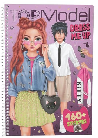 Depesche 13387 TOPModel Rebel Kitty - Dress Me Up Stickerbuch mit 20 Seiten vorgedruckter Model Motive zum Selbstgestalten, inkl. 7 Stickerbogen