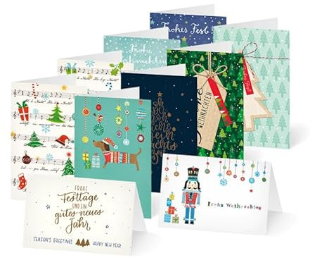 UNICEF Weihnachtsmix Weihnachtskarten Set (10 St., 10 Motive) mit Umschlägen -Frohe Weihnachten, Spendenkarten Premium Klappkarten mit Briefumschlag -hochwertige Grußkarten 17,5x11,7 cm in schöner Box