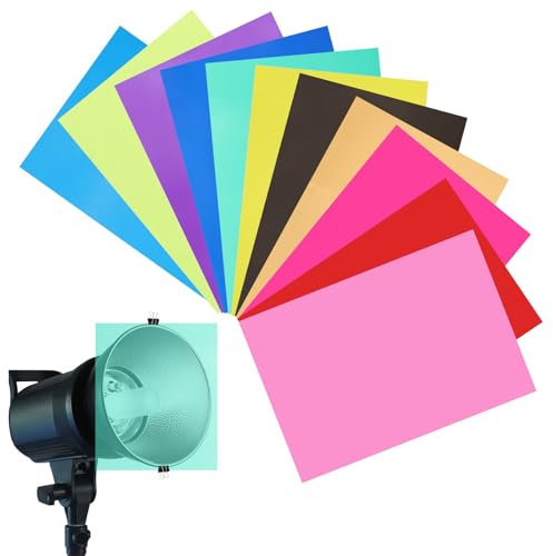 Scettar 24 Stück Gel Farbfilter Folie, Transparent Farbfilterfolie, Farbkorrektur Farbfilter, Folie Hitzebeständig für Lampen, für Foto Studio Strobe Blitz LED Licht Lampe Lampen