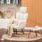 COMHOMA Fauteuil à Bascule, Fauteuil de Relaxation, avec accoudoirs Appui-tête Repose-Pieds, en Peluche, Charge maximale : 150 kg, Chaise Longue de Jardin pour Chambre à Coucher, Salon, Beige