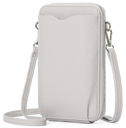 FALAN MULE Piccola borsa a tracolla per telefono, in vera pelle, da donna, con scomparti per carte, con tracolla larga regolabile, borsa a tracolla versatile da donna con tasche multiple