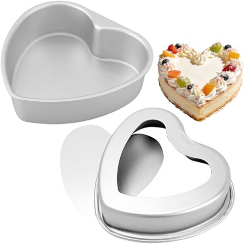 WZHHDM 6 Inch Heart Cake Tin, 2pcs Heart Shaped Cake Tin | Love Heart Baking Cake Tin Cake Pan With Removable Bottom For Valentine'S Day Anniversaries Wedding(Silvery)