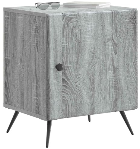 vidaXL Nachttisch Graues Sonoma 43 x 34,5 x 50 cm Holzwerkstoff, Vintage rechteckiger Couchtisch, kompakt mit viel Stauraum, Nachtisch als praktischer Organizer
