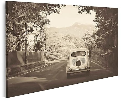 islandburner Bild auf Leinwand Sepia Foto Eines Retro Autos Zu Bergen Bilder Wandbilder Poster