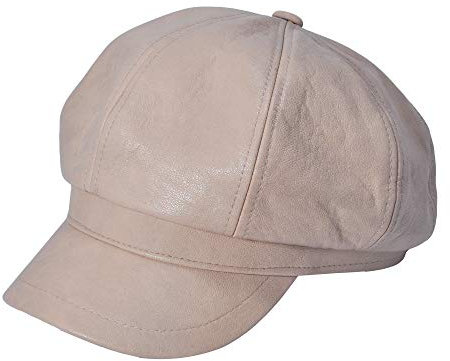 ZLYC Unisex PU Leder Ballonmütze Schirmmütze Retro Klassisch Achteck Kappe Winter Baskenmützen