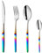 Bisda Stainless Steel Flatware Rainbow Coloured Handle Iridescent Cutlery set 4 piece Eco-friendly Silverware Service for 1, Tableware Dinner sets for Party Outdooor Camping Travel, Dishwasher Safe