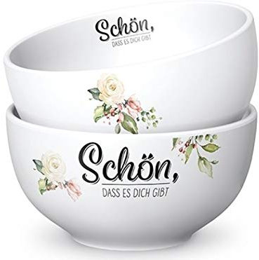 Müslischale SCHÖN, DASS ES Dich GIBT Blumen D. 13cm H. 7cm Lovely Porzellan La