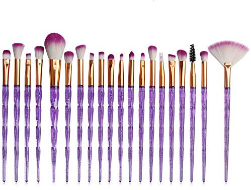 KOLIGHT 20pcs Cosmetic Makeup Brushes Set Eyeshadow Lip Brush for Beautiful Female (bright purple)
