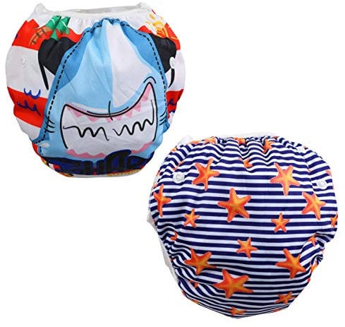 Xrten Couches de Bain Lavable Bébé Réutilisable, 2 Pièces Bébé Maillot de Bain Avec des Motifs Mignons