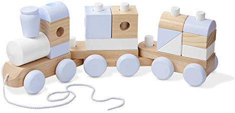 Melissa & Doug Jumbo Treno impilabile Naturale, Costruzione e Veicoli, Giocattolo in Legno, 2+, Regalo per Ragazzo o Ragazza