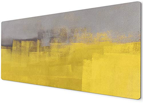 900 x 400 Mouse Mat | Full Desk Mouse Mat | Large Mouse Mat | Desk Mat Large | XXL Mouse Pad | Mouse Pad Large | Yellow Grey Abstract Design