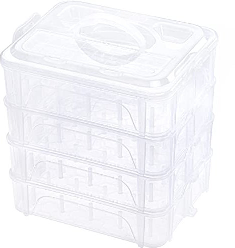 New brothread 4 Schichten Stapelbare Klare Speicherbox/Organizer für 80 Spulen Zuhause Stickgarn und Nähgarn (Anforderungen an die Spulengröße: Höhe≤5.6cm; Breite≤4.3cm)