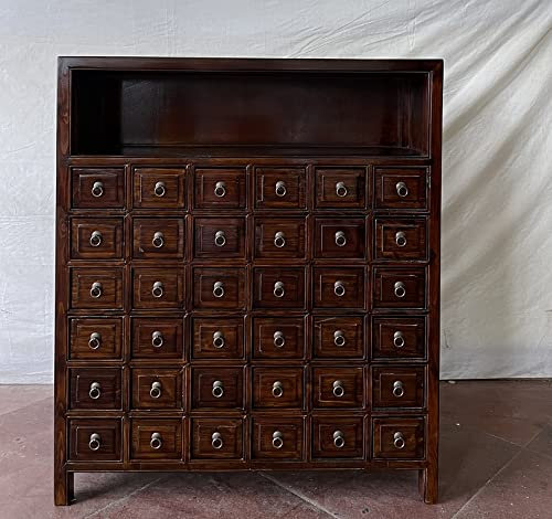 Antiker Apothekerschrank Aktenschrank Büroschrank Apotheke Schrank Sideboard Kommode Kommodenschrank Sideboardschrank mit 36 Schubladen Breite90xHöhe105cm Farbe Nussbaum