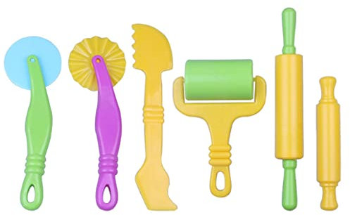 Smart Dough Lot de 6 outils de pâte à modeler réutilisables avec grand rouleau à pâtisserie pour enfants
