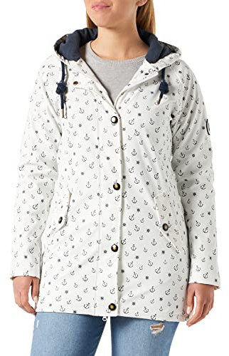 Ankerglut Damen Friesennerz Regenmantel Kapuze Gefüttert Wasserdicht Wetterfest Übergangsjacke #ankerglutwolke Regenjacke, White, 34, 191162, Weiß
