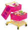 Our Generation BD35159Z Deluxe Einkaufswagen pink/gelb & Lebensmittel - ausgewogener Einkauf, für 46cm Puppen, mit funktionierenden Rollen – Kinder Spielzeug ab 3 Jahre - 45459 HCM Kinzel