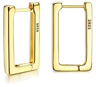 KRFY Kleine Creolen Damen aus 925 Silber, 18 Karat Vergoldet - Geometrische Huggie Ohrringe Sechseck Dreieck Oval für Frauen