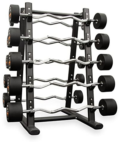 Phoenix Fitness Curl Langhantel-Set mit Ständer – Gewichtheberstangen für Bodybuilding, Muskel- & Krafttraining Chromgriff & Gusseisengewicht für Zuhause & Fitnessstudio – Gewichte von 10kg – 55kg