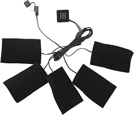 Electric Clothes Heating Pads, 5Pcs Portable USB Heater Pads Set, Adjustable Temperature Heating Pad for Clothes Seat Bed, Waterproof Fiber Heating Pads for Back Waist Belly Neck