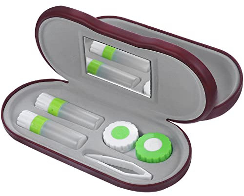 Healifty Case Box with Built-in Mirror and Tweezer Portable Glasses and Case for Travel and Home Use