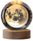 Lámpara Luna en Bola de Cristal LED Con Base de Madera - 8 cm - Para Escritorio y Hogar - Grabada en Láser - Ideal Para Regalar