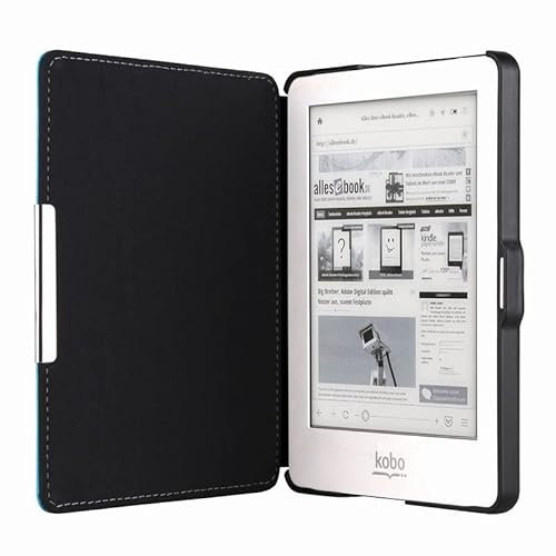 Kobo GLO - Custodia a libro in pelle rigida con chiusura magnetica, per eReader Kobo Glo, colore: Nero