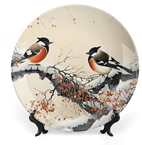 Piatto decorativo, uccelli cinesi & pittura di fiori ornamento, decorazione artistica, pittura artistica per casa, ufficio, festa, tavola da pranzo, piatti in porcellana, 25 cm, regalo di compleanno