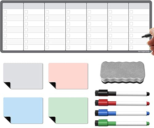 TMS Magnetic Weekly Planner | Made in The UK | Fridge Whiteboard Calendar for Meal Prep, Work or Family Planning | Monthly Organiser for to-Do Lists, Notes or Reminders | Home, Kitchen or Office