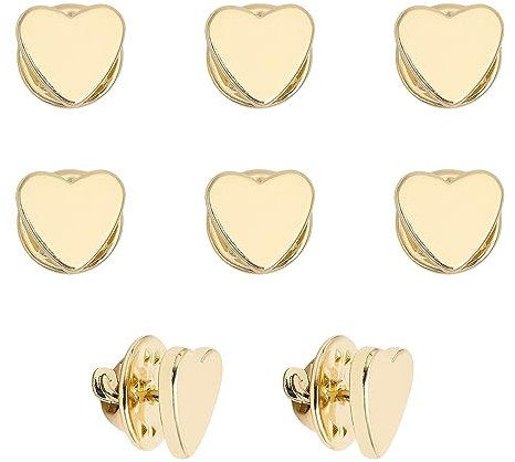 CHGCRAFT 8Pcs Herz Messing Revers Pins Broschen für Rucksack Kleidung Dekorationen Party Jubiläum Zubehör Geschenke, Golden 12x11x2mm