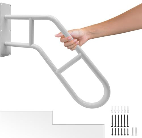 Handlauf für Außentreppe - 71,1 cm weißer Haltegriff für Garage, Wandhalterung, Handlauf mit mattem Finish für 1-3 Stufen, Veranda, Garten