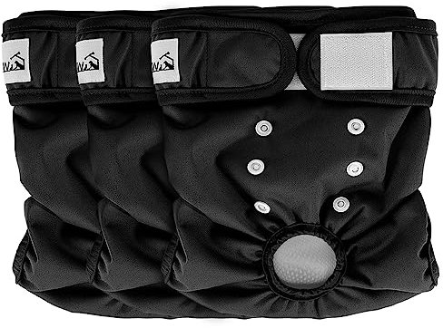 Eyein 3 Stück Hundewindeln für Hündinnen, Wiederverwendbare und Hochsaugfähige läufigkeitshose für hündinnen, Waschbare hundehöschen mit zweifacher Anpassung für Läufigkeit & Inkontinenz (#1, XL)