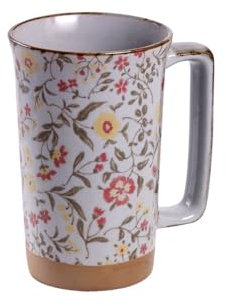 TEA SHOP - Tazza Uki Jumbo Aki Red - Tazza Artigianale di Porcellana Originale del Giappone con Motivi Floreali Geometrici