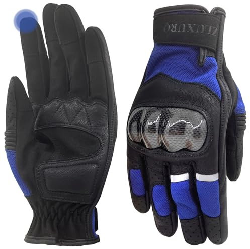 ZLUXURQ Motorradhandschuhe für Männer mit harten Knuckle, Vollfinger Touchscreen für Reiten, Rennen, Radfahren, Klettern, Motocross