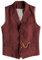 Tuikayoo Gilet da uomo Western Herringbone Tweed in lana slim fit, Borgogna, XS