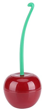 Glomora Toilet Brush with Holder, Creative Lovely Cherry Shape Hideaway Compact Lavatory Brush, with Solid Long Handle, Deep Cleaner Toilet Brushes with Flexible Bristles, for Lavatory Bathroom(Red)