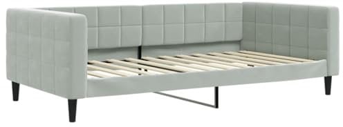 vidaXL Tagesbett, Gästebett 2-in-1, Sofabett Schlafsofa für Schlafzimmer Wohnzimmer, Bettsofa Sofa, Modernes Design, Hellgrau 100x200cm Samt