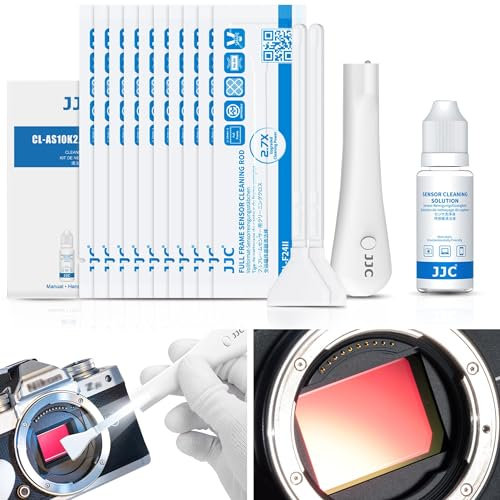 Professionelles Kamera Reinigungsset mit beleuchtetem Reinigungsgriff, 10 Stück 24mm Vollformat-Sensor-Reinigungstupfer, 15ml Reinigungslösung für die Reinigung von Vollformat-Sensor-CCD/CMOS-Sensoren